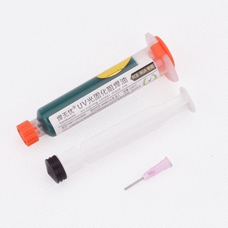 Green UV Soldering Paste Flux +1 Syring Push Needle 10CC For PCB BGA Circuit Board Protect Curable Solder Mask Welding Fluxe Oil