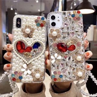 เคสโทรศัพท์มือถือ ประดับคริสตัล พร้อมสายคล้อง หรูหรา สําหรับ Samsung S20 S10 S9 PLUS NOTE 10 8 9 LITE 20 S20 FE S21 ULTRA S22 S23