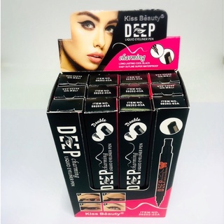 Kiss Beauty NO.59202-03Aอายไลเนอร์ เมจิก 2 อิน 1 อายไลเนอร์ปิดผนึกและปิดผนึก 24 ชั่วโมง กันน้ำ อายไลเนอร์หัวใหญ่ 100%