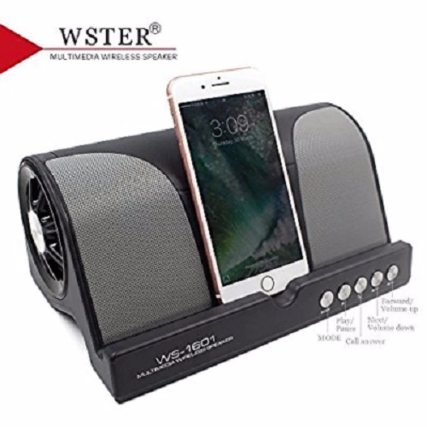 WS ลำโพงบลูทูธ WS-1601 กำลังขับ RMS3W ชาร์จแบตได้ในตัวเล่นเพลงจาก TF/USB +FM Radio พร้อมHandsfree 3D