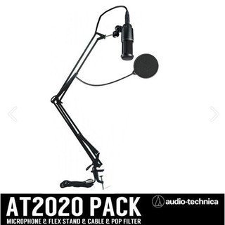 Audio-Technica AT2020 Cardioid Condenser Studio XLR Microphone And Stand Package oUft