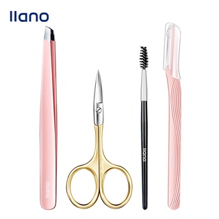 Llano 4 ชิ้น สีชมพู ที่กันจอนคิ้ว ชุดกรรไกร แหนบ คิ้ว มีดโกน ขูดคิ้ว หวี มีดโกน เครื่องมือแต่งหน้า