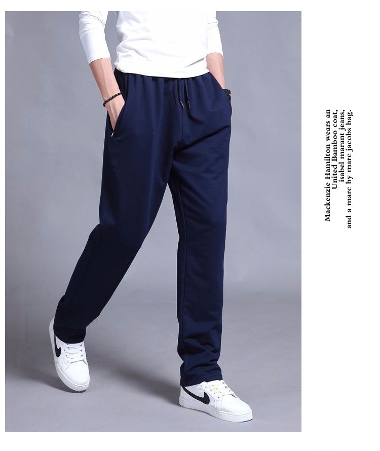 Sports pants men's loose straight spring and autumn cotton casual long ...