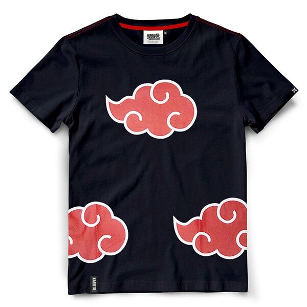 H T-shirt เสื้อยืดนารูโตะ Naruto NT-020-BK Triple Akatsuki Symbol (กลุ่มแสงอุษา) เสื้อยืดคอกลมผ้าฝ้าย