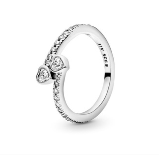 (พร้อมส่ง)*New*Pandora Two Sparkling Hearts Ring