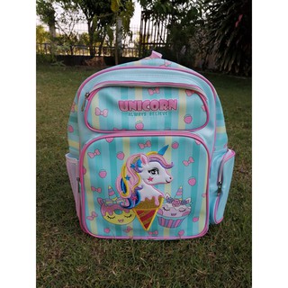 กระเป๋าเป้สะพายหลังลาย Unicorn 16 นิ้ว สีฟ้า