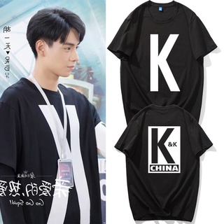 Go Go Squid! Li Xian Hu Yitian KK Club ตัวอักษรเดียวกันพิมพ์ผ้าฝ้ายเสื้อยืดผู้ชายผู้หญิง Plus ขนาดหลวมรอบคอแขนสั้น TOP H