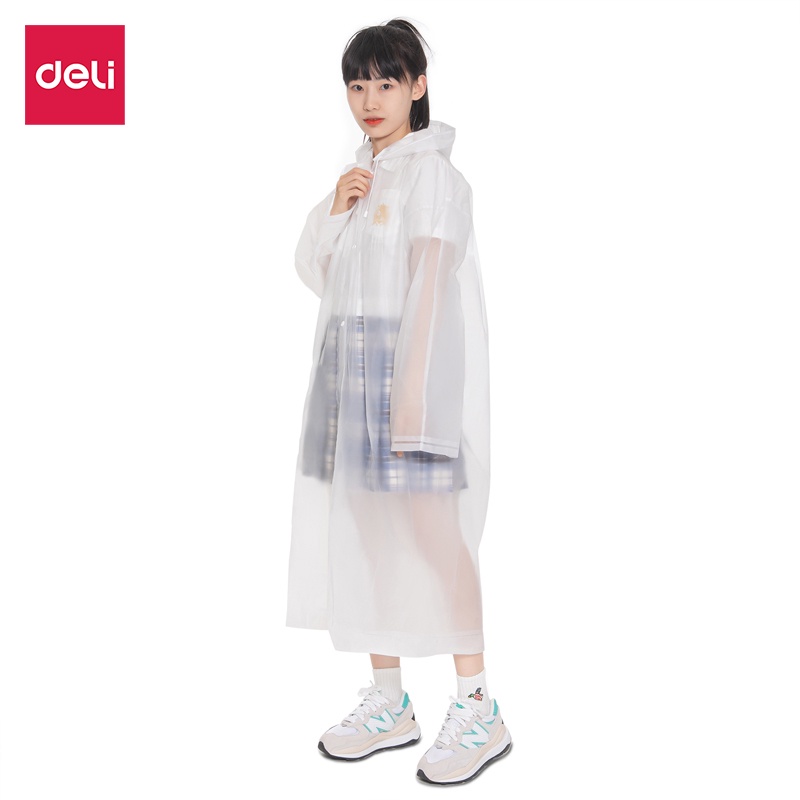 Deli เสื้อกันฝน EVA ชุดกันฝน สีขาว คุณภาพดี กันน้ำ แบบหนา Rain coats