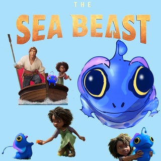 แผ่นสติกเกอร์รีดร้อน ลาย The Sea Beast กบ สีฟ้า ซักล้างได้ สําหรับตกแต่งเสื้อยืด DIY