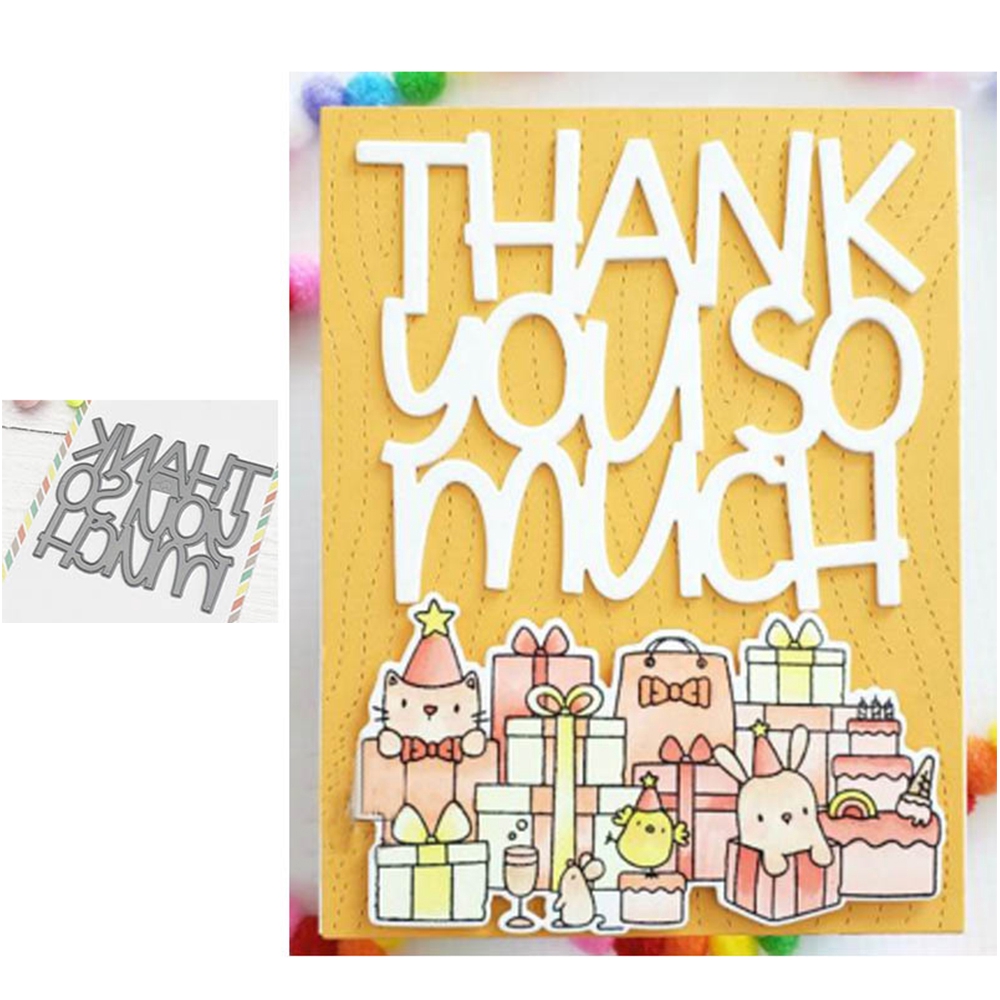 Mama Elephant ขนาดใหญ่ < THANK YOU SO MUCH} มีดแม่พิมพ์ Diy ลายนูนแม่พิมพ์ Handmade หัตถกรรมตกแต่งกร