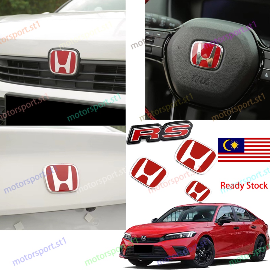 Honda Civic FE 2022-2025 โลโก้ฮอนด้าสัญลักษณ์สีแดงโลโก้สีแดงประเภท R ด้านหน้าและด้านหลังสําหรับ 11th Civic FE 1.5E 1.5V 1