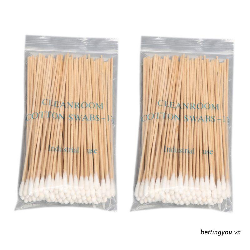 200 ชิ้น 15 เซนติเมตรยาวด้ามไม้สําลีหัวเดียว Q-Tips หูจมูกทําความสะอาดปราศจากเชื้อ Sticks แต่งหน้า A