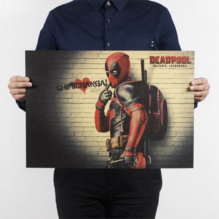 [H0795] โปสเตอร์กระดาษคราฟท์ ลาย Deadpool Type B ขนาด 51x36 ซม. สําหรับตกแต่งบาร์