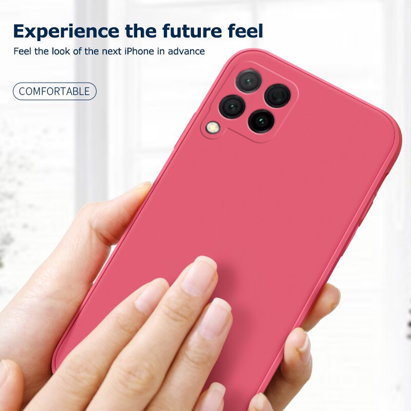 เคส Samsung M12 M22 M32 M23 M33 M53 เคสซิลิโคนเหลวพร้อมกล้องแบบเต็มสายคล้อง Xiaomi redmi สายคล้องเชือกเส้นเล็ก ข้าวแดง - รูปที่ 3