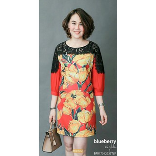 เดรสพิมพ์ลายดอกทิวลิป **สีแดง**