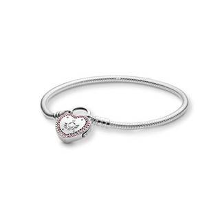 (พร้อมส่ง)*New*Pandora Moments Heart Padlock Clasp Snake Chain Bracelet