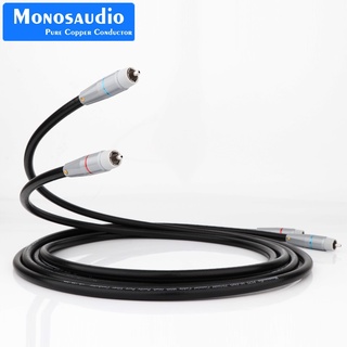 Monosaudio สายเคเบิลเชื่อมต่อสัญญาณ RCA 75OHM ชุบโรเดียม R200R RCA สีเงินบริสุทธิ์