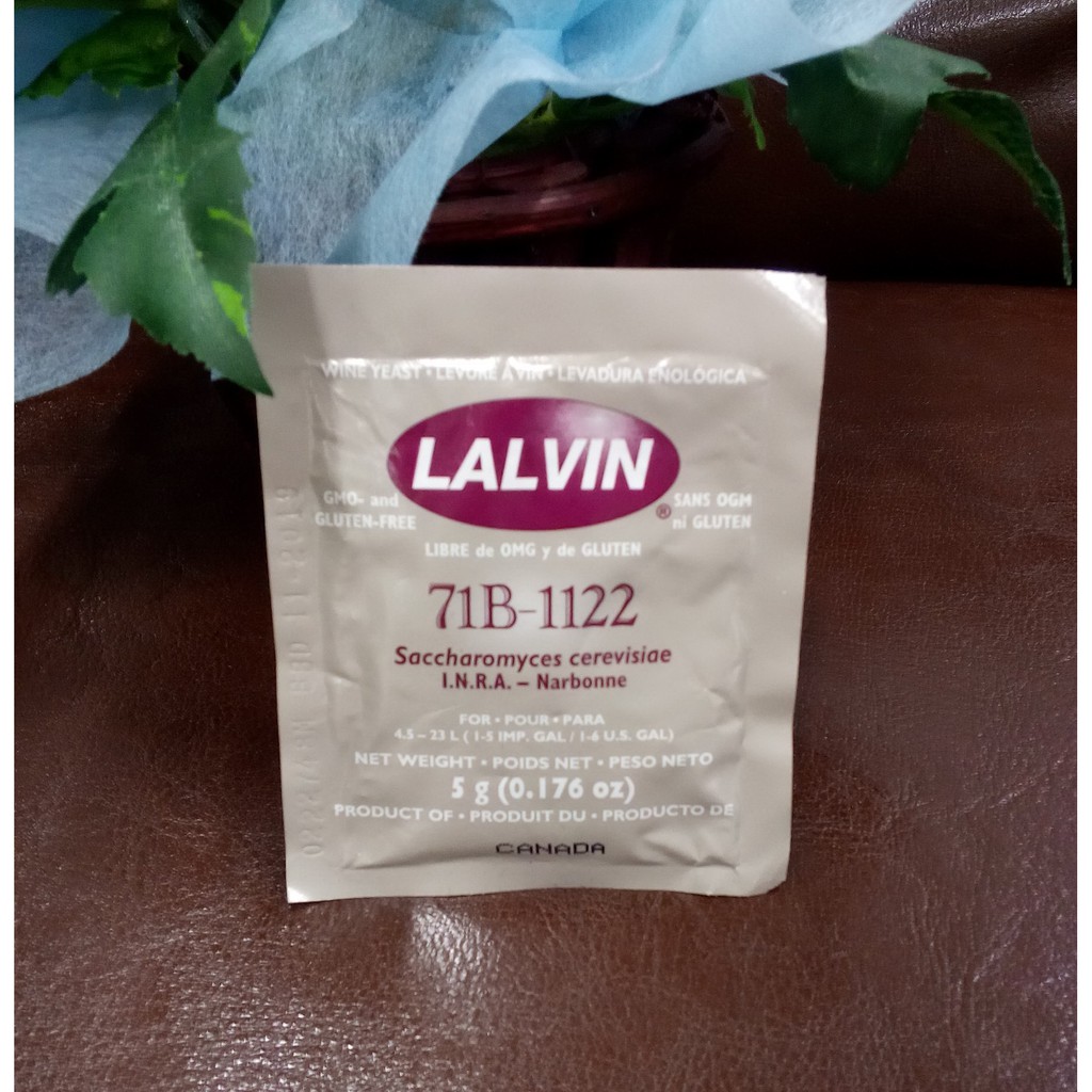 ยีสต์หมักไวน์ สำหรับทำไวน์ ยี่ห้อ LALVIN (5 กรัม) สูตร WINE YEAST 71B-1122 หรือ 71B คุณภาพดี นำเข้าจ