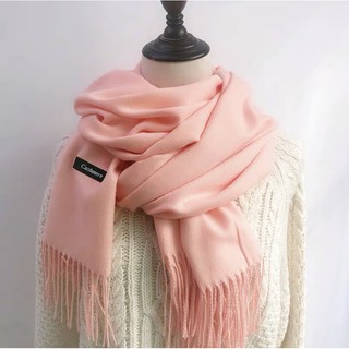 ราคาCashmere scarf ผ้าพันคอ ผ้ากันหนาว ผ้าคลุมไหล่ แคชเมียร์ สีพื้น #ผ้าหนา#