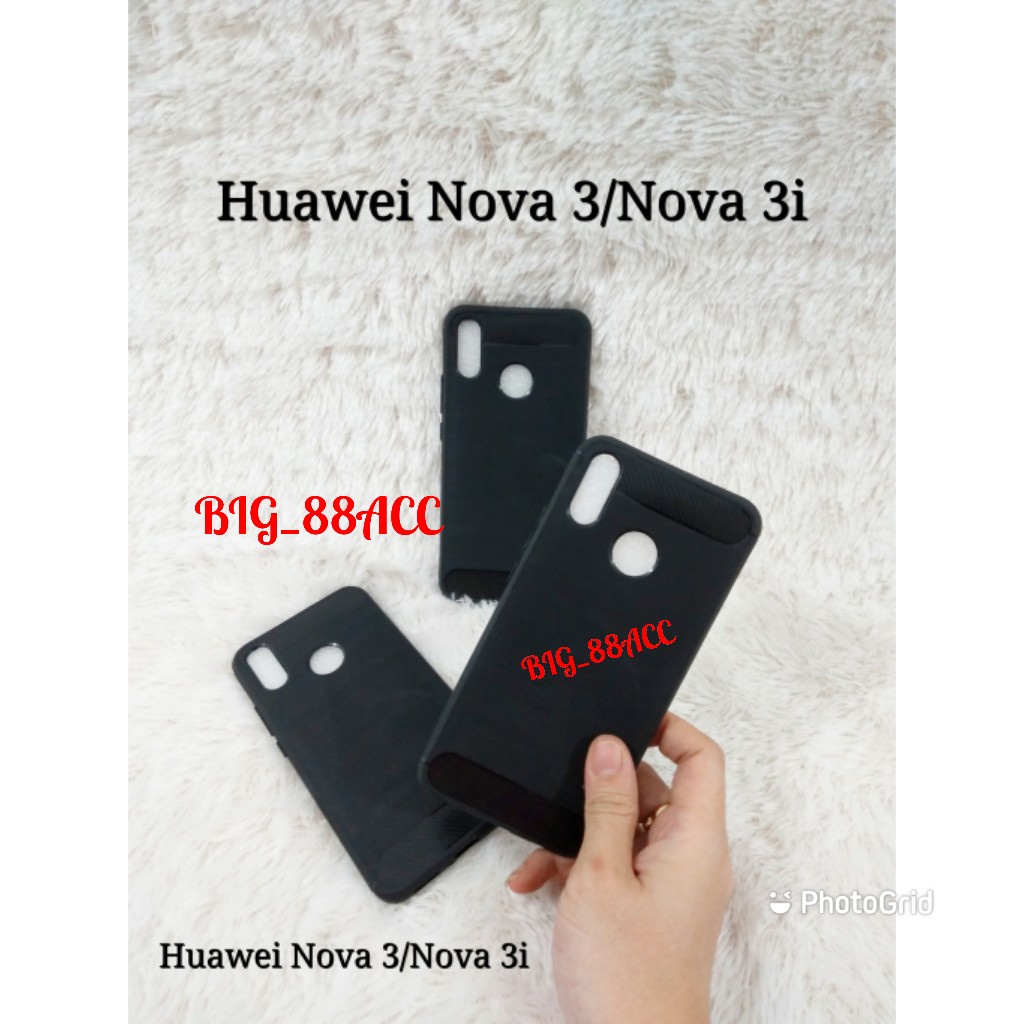 Fiber Carbon Huawei Nova 3 / Nova 3i Case Cover Casing Carbon Tpu Anti Shock