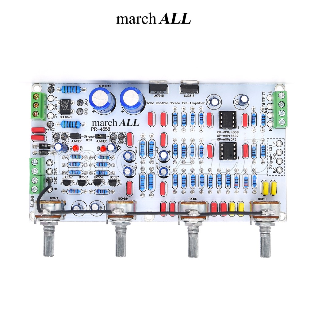 march ALL PR-4558A ชุดลงอุปกรณ์ Pre-Amp ปรี-แอมป์ ปรับทุ้ม-แหลม ซ้ายขวา อิสระ Pre-Amp สเตอริโอ โทน ค