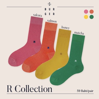 R collection ถุงเท้าแฟชั่นเกาหลี สีพื้น ถุงเท้าครึ่งแข้ง ราคาถูก คุณภาพดี