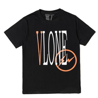 Vlone เสื้อยืดแขนสั้น ผ้าฝ้าย พิมพ์ลาย แฟชั่นสําหรับผู้ชาย และผู้หญิง