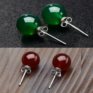 เครื่องประดับต่างหูอาเกตสีเขียว chalcedony