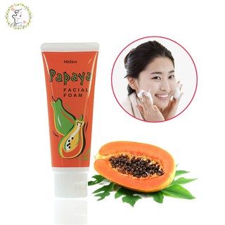 โฟมล้างหน้ามะละกอมิสทิน ผิวกระจ่างใสไม่แห้งตึง Mistine papaya facial foam 100 g.