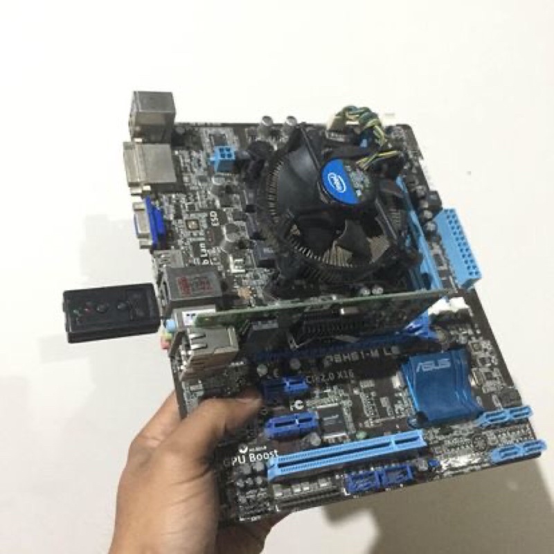 ชุดอัพเกรด MB Asus h61 + i3 2100 t+พัดลม +การ์ดเเลน+usb เสียง