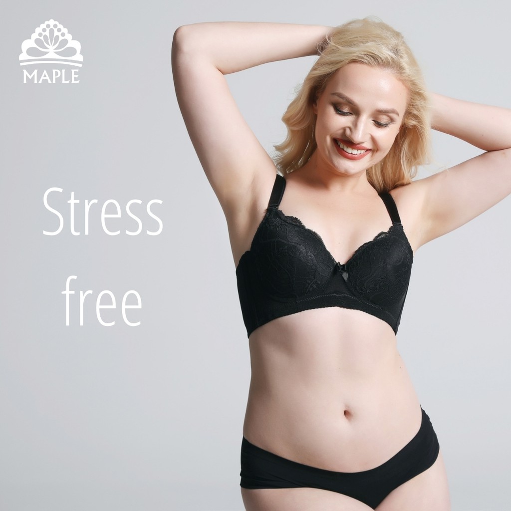 Maple Lace Plus Size Wired Cup Bra 34C ถึง 46C Full Coverage