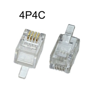 Rj11 4P4C ปลั๊กเชื่อมต่อโมดูลาร์ หัวคริสตัล 10 ชิ้น