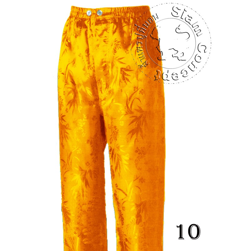 กางเกงผ้าแพร(ชาย)ขายาว รุ่น เอวยาง (JK10 สี เหลืองทอง)