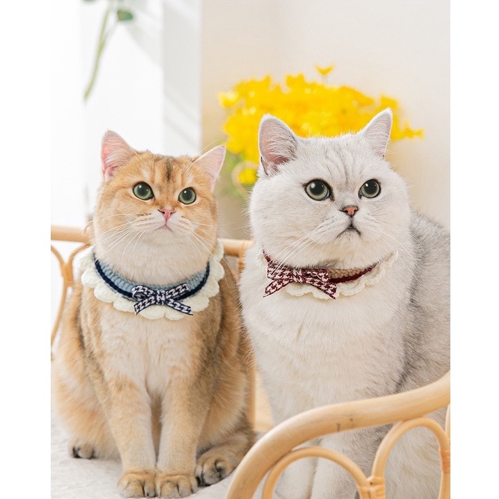 [  พร้อมส่ง] ปลอกคอแมว หมา สุนัข รุ่นโซเฟีย Sophia Checked Bow Collar ปลอกคอสัตว์เลี้ยง