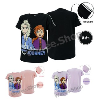 เสื้อยืดคอกลม Frozen โฟเซ่น ลิขสิทธ์แท้ เสื้อคอกลม เสื้อเจ้าหญิง Disney ผ้าCotton ผสม Spandex เสื้อยืด คอกลม เสื้อเด็ก