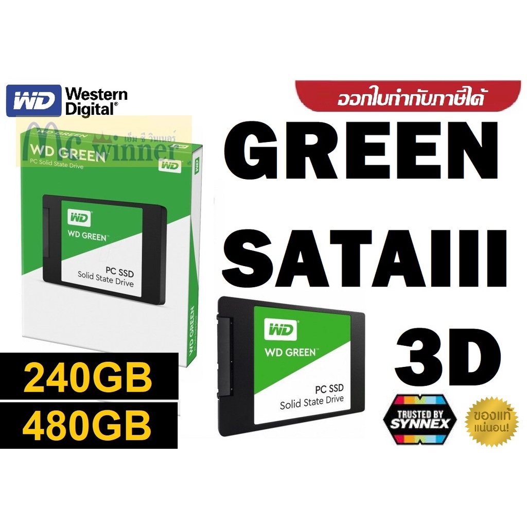 240GB/480GB SSD SATAIII (เอสเอสดี) WD GREEN 3D (WDSSD240GB-SATA),(WDSSD480GB-SATA) -ของแท้ประกัน 3 ป