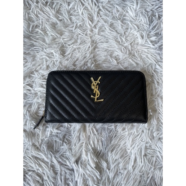 กระเป๋าตังแบรนด์มือสอง YSL ยิปแซง ใบยาว ซิปรอบ กล่องลิ้นชัก ราคาถูกสุด