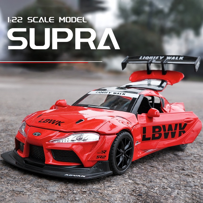 RUM1:22 Scale Toyota Supraรถรุ่นLight & Sound EffectรถDiecastของเล่นเด็กชายของเล่นเด็กวันเกิดเด็ก