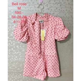 จั๊มสูทขาสั้น สีชมพูและแดง BELLA ROSE SIZE M