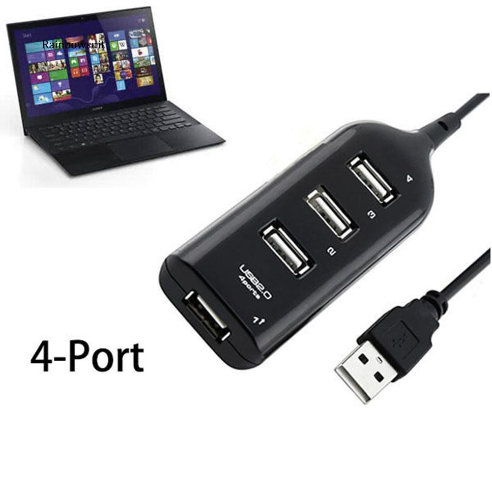 RBBlack USB 2.0 Hi-Speed 4-Port Splitter Hub Adapter สําหรับคอมพิวเตอร์พีซีอเนกประสงค์