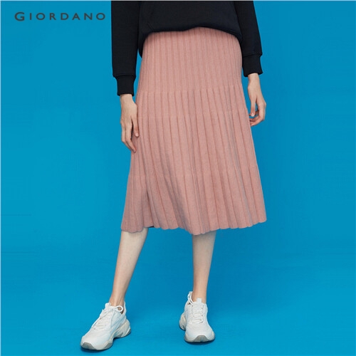 GIORDANO WOMEN Pink elastic waistband loose hem skirt 92469042