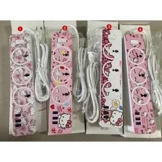 ปลั๊กไฟคิตตี้มี 6 ลาย สายยาว 1.8 เมตร มีที่เสียบ USB 3 ช่อง