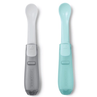 [ใช้ 2 โค้ดลดเพิ่ม] Skip Hop Easy Fold Travel Spoons - Grey/Teal ช้อนเด็ก ช้อนซิลิโคนสำหรับเด็ก สำหรับพกพา พับเก็บได้