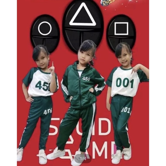 ***หนาวแล้ว***เซ็ท2ชิ้น ชุดSQUID GAME#ชุดสควิดเกมส์เด็ก ชุดวอร์มเขียวสควิดเกมงานปักรับหน้าหนาว