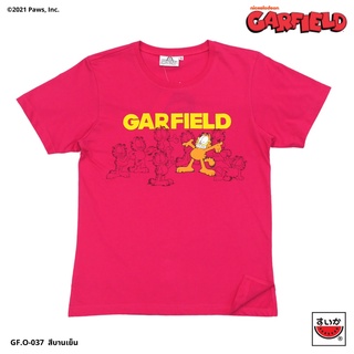 ผ้าฝ้าย 100%แตงโม (SUIKA) - เสื้อยืดคอกลม การ์ฟิล์ด ลายGARFIELD กางแขน GF.O-037S-3XL