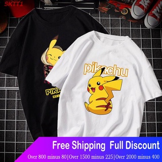 เสื้อยืดลำลอง Pikachu Joint T-shirt Children Boys Short-sleeved T-shirt Big Girls Pure Cotton Western Loose Clotheข้อต่อ