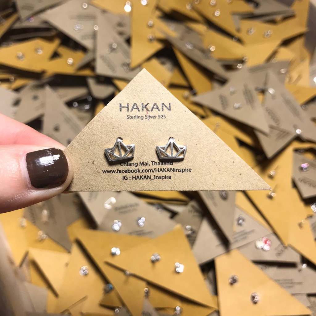 ต่างหู ตุ้มหูเงินแท้ 92.5 มงกุฎ Crown Real Silver Sterling Earring 99-4