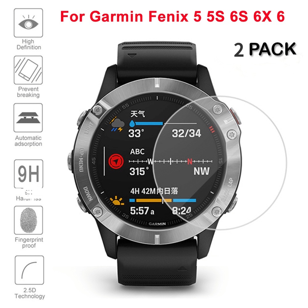 2 ชิ้นสําหรับ Garmin Fenix 5 5s 6S 6X 6 Ultra Clear ฟิล์มกระจกนิรภัย Guard Premium Screen Protector