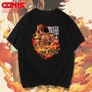 เสื้อยืดแขนสั้น ผ้าฝ้ายแท้ พิมพ์ลายการ์ตูนอนิเมะ One Piece Ace Flame สไตล์ฮ่องกง แฟชั่นฤดูร้อน สําหรับผู้ชาย 230 กรัม