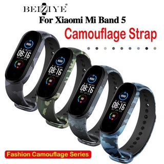 สายนาฬิกาข้อมือซิลิโคนลายพรางสําหรับ For Xiaomi mi band 6 5 NFC Silicone strap